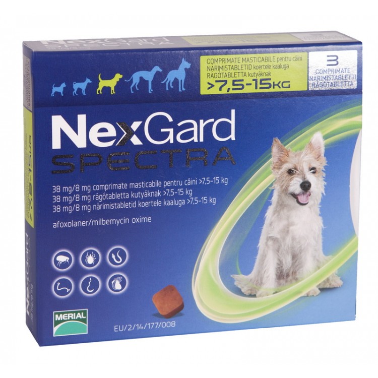 NexGard Spectra 38 mg/8 mg 7.5-15 kg (M)Box