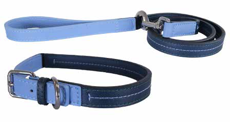 Baby Blue/Navy Leather Lead 3/4"40"
