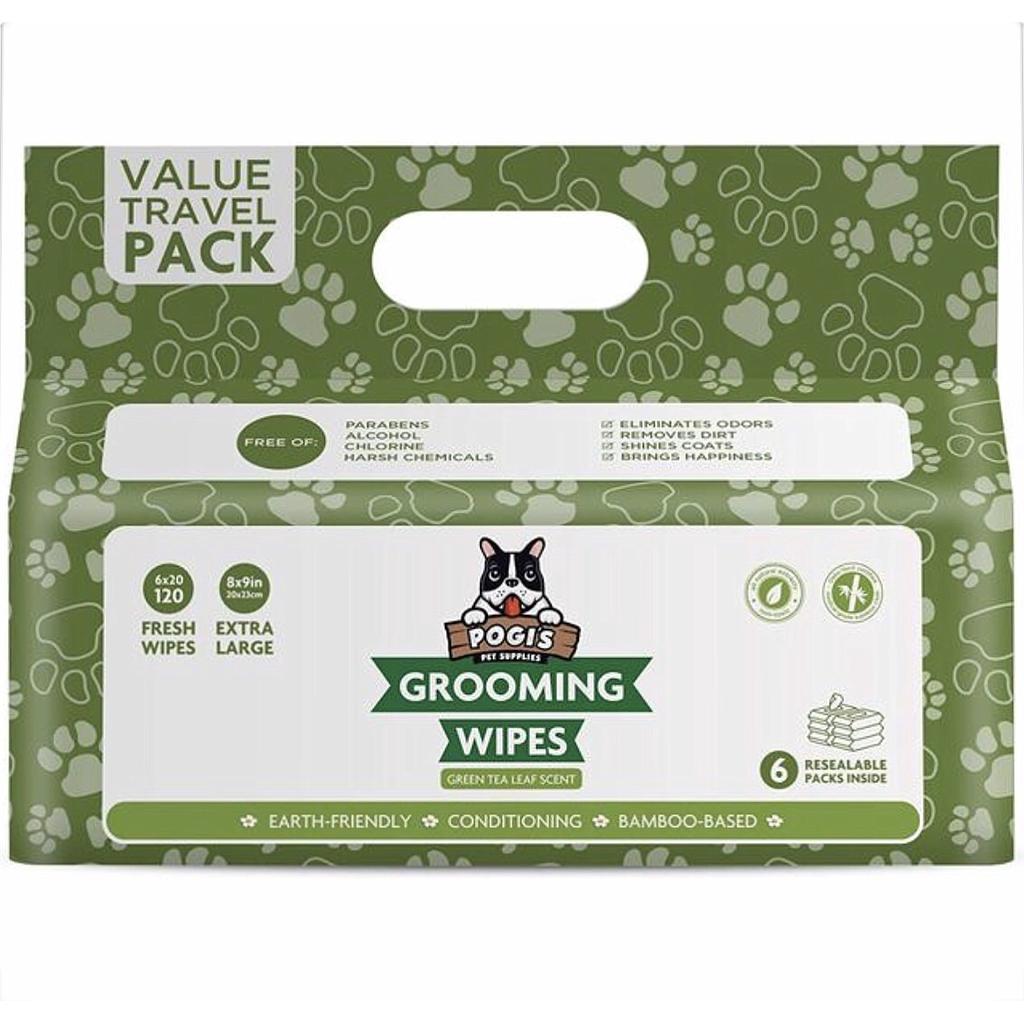 120 Pack Grooming Wipes - Green Tea
