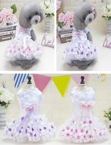 Pet Girl Purple Double Heart Flower Dress 201803026 (M)