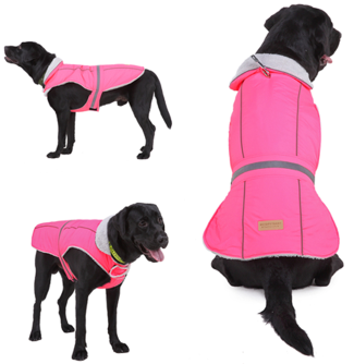 Pet Lapel Reflective Plush Pink Coat 17kg - 26kg (XL)