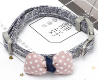 Pet Collar Pink Ribbon with Grey Color 183319