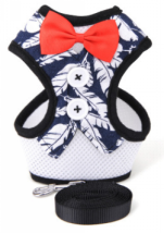 Pet H-Harness &amp; Leash Blue with red ribbon 1265 (M)