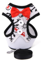 Pet H-Harness &amp; Leash White with red ribbon 1265 (M)