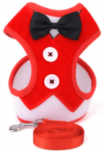 Pet H-Harness &amp; Leash Red with Black Ribbon 1265 (S)