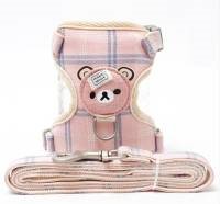 Pet H-Harness &amp; Leash Pink Color (S)