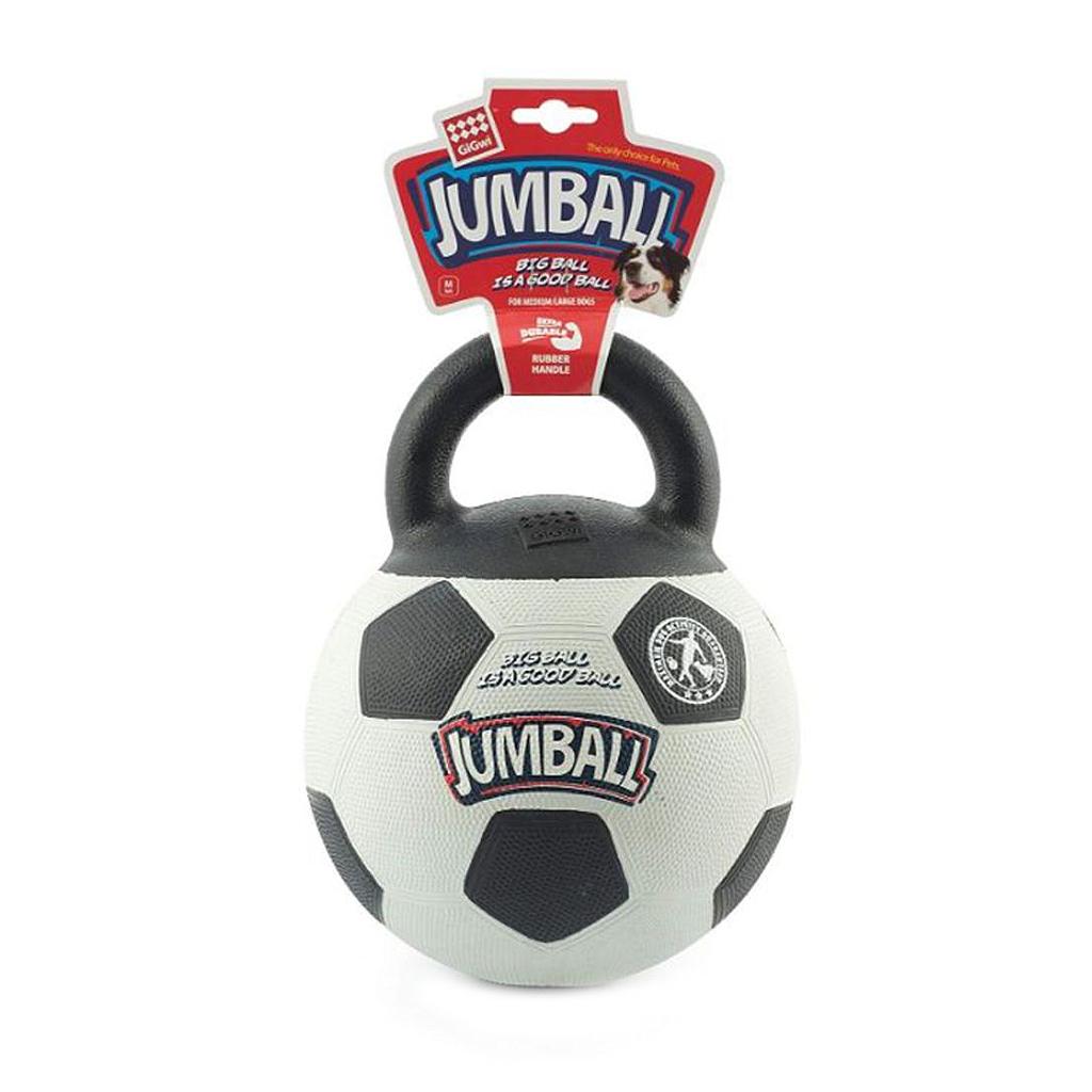 Gigwi Jumball Soccer Ball with rubber Handle Black with white