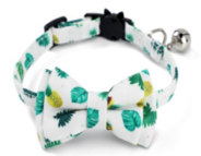 Pet Collar Ribbon white with green QG-103