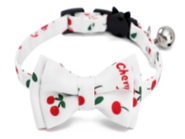 Pet Collar Ribbon white with red QG-104