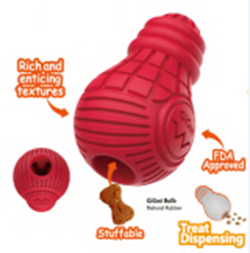  GiGwi Bulb Rubber Treats Dispenser- M red
