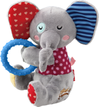 Gigwi Elephant 'Plush Friendz' with squeaker and TPR ring