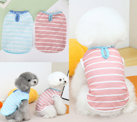 Pet T Shirt Striped Blue Color (S)