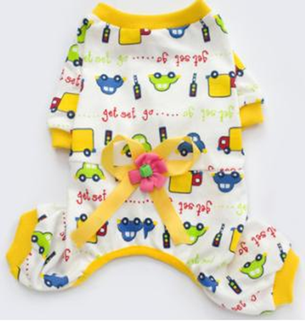 Pet Bowknot Pajamas Yellow (L) DW-28