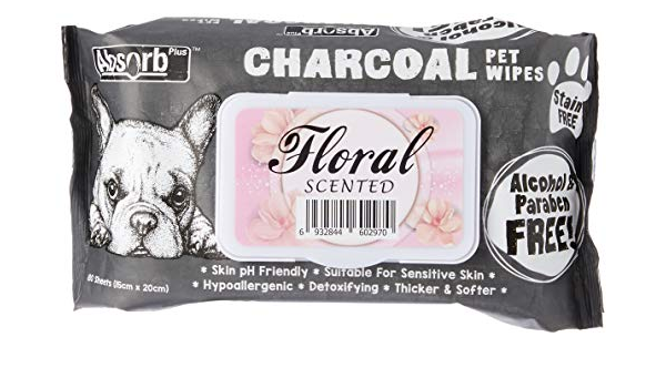 Absorb Plus Charcoal Pet Wipes 80 Sheets (Floral)