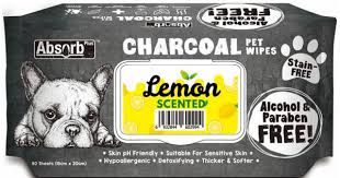 Absorb Plus Charcoal Pet Wipes 80 Sheets (Lemon)