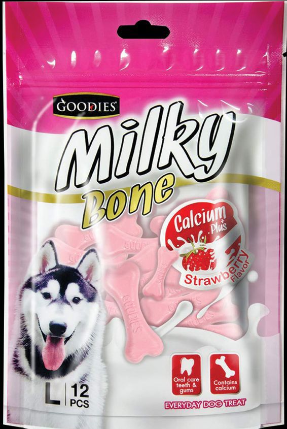  GOODIES Milky Bone Strawberry Flavor Size L (228g)