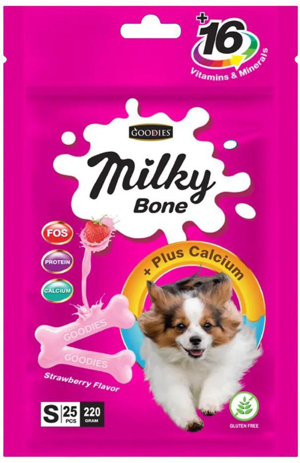 GOODIES Milky Bone Strawberry Flavor Size S (220g)