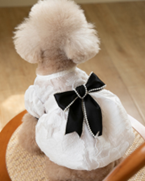Pet Korea Style Black Bow with White Dress WCXZ-27 (M)