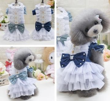 Pet Girl Court Wind Denim Jean Dress E7-2 (S)